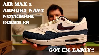 GOT EM EARLY  NIKE AIR MAX 1 ARMORY NAVY NOTEBOOK DOODLES COLLECTION 2024 REVIEW [upl. by Hselin]