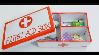 DIY First Aid BoxHow to make first aid box at home First Aid Box for School Project [upl. by Lesko]