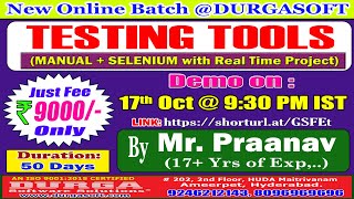 TESTING TOOLS Online Training  DURGASOFT [upl. by Drabeck908]