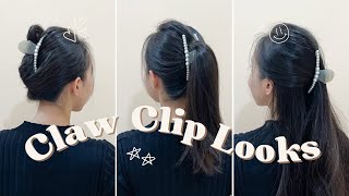 3 Different Claw Clip Hairstyles Tutorial [upl. by Anirehtak509]