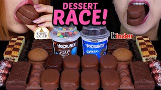 ASMR LEFTOVER DESSERT RACE MampMS amp OREO DESSERT CUPS TICO ICE CREAM MINI KINDER EGGS FERRERO 먹방 [upl. by Baptlsta326]