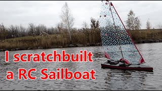 I Scratchbuilt a RC Sailboat  3D Printed  Homemade DF95 Rigging system [upl. by Seessel]