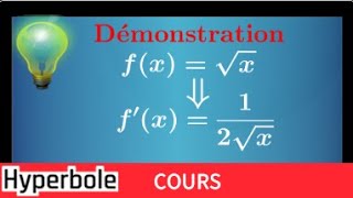 Démonstration • Dérivé fonction racine carrée • fx√x alors fx12√x • Cours important [upl. by Oninotna533]