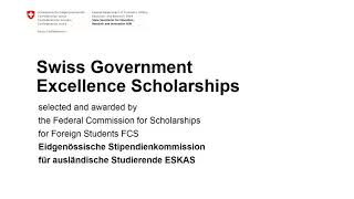 001 Swiss Government Excellence Scholarships  One Minute Intro [upl. by Llereg346]