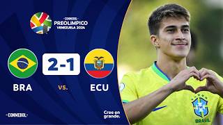 BRASIL vs ECUADOR 21  RESUMEN  CONMEBOL PREOLÍMPICO  FASE PRELIMINAR [upl. by Archangel]