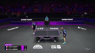 Фрагмент игры Simon Gauzy с Felix Lebrun на WTT Champions Frankfurt 2023 [upl. by Biddy]