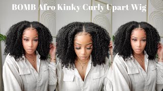 BEST Afro Kinky Curly Upart Wig 😍 You NEED this  Easy Upart Wig install wLeavout  SharronReneé [upl. by Eeldarb]