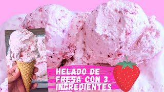 HELADO DE FRESA CASERO CON SOLO 3 INGREDIENTES  VÁMONOS DE PASEO 🌊  POSTRES CON IXCHEL [upl. by Moulden]