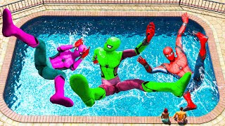 GTA 5 Rainbow Spiderman Jumping Into Pool Euphoria PhysicsRagdolls 2 [upl. by Noret]