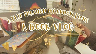 a book vlog 📚🖊️🌿🎧🧋 a flip through my annotations cozy book talk book recommendations [upl. by Eecrad]