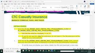 Modules 58 SAM Capstone Project 1a CTC Casualty Insurance ILEX3652021CS58aMac [upl. by Halivah]