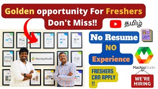 No Resume‼️No Experience 😱 Chennai location 🤗 any degree ⁉️ freshers noresume macappstudio mac [upl. by Bywaters]