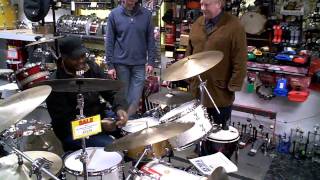 Lenny White and Michael Shrieve try out Elvin Jones cymbals [upl. by Carline]