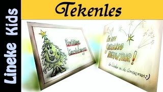 Hoe teken je een Kerst Kaart  tekenles 18 [upl. by Busiek]