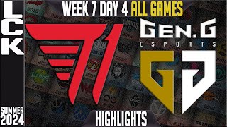 T1 vs GEN Highlights ALL GAMES  LCK Summer 2024 W7D4  T1 vs GenG Week 7 Day 4 [upl. by Ahseinar]