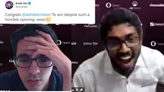 The journey of a Tweet  Adhiban beats Anish Giri for the first time in his life [upl. by Broeder]