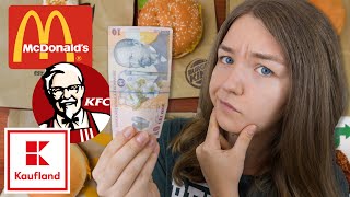 UNDE MANANCI BINE CU 10 LEI KFC McDonalds Kaufland Subway Taco Bell Burger King Review [upl. by Sinnel992]