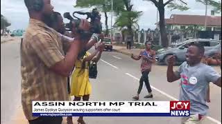 Assin North MP trial James Gyakye Quayson waving to supporters after court [upl. by Enaywd]