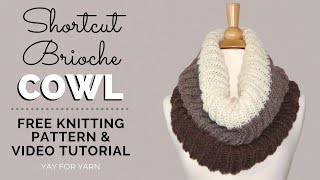 How to Knit an Easy Brioche Cowl in SHORTCUT Brioche Stitch  Free Knitting Pattern by Yay For Yarn [upl. by Yrreiht]