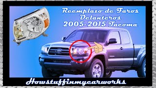 Como cambiar reemplazar los faros delanteros en cameonetas Toyota tacoma modelos 2005 al 2015 [upl. by Ahseinat]