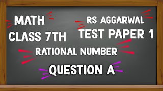 Math Class 8th Rs Aggarwal Test Paper 1 Question A [upl. by Ellac]