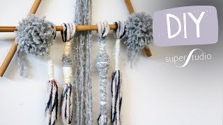 DIY ✂  TAPIZ CON BORLAS Y POMPONES 🖤 [upl. by Head]