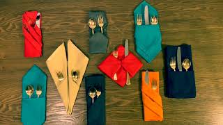 9 Pocket Napkin Folds for Silverware [upl. by Eloc]