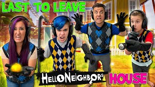 LAST TO LEAVE Hello Neighbor in real life FUNhouse Family IRL ESCAPE Game [upl. by Markland720]