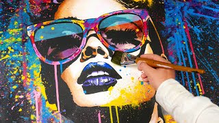 Fused Pop Art and Street Art Painting 🎨 Create a Stylish Acrylic Piece  Glamour In Chaos [upl. by Wivina12]