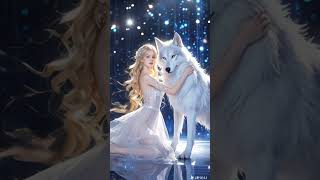 A woman performs a fusion with theSiberian White Wolf on AGT americagottalent magic [upl. by Catton]