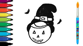 halloween pumpkin drawing  Halloween drawing and coloring for beginner [upl. by Nhepets]