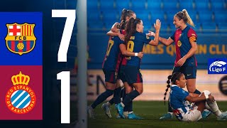 LIGA F  FC BARCELONA 7 vs 1 RCD ESPANYOL 🔵🔴 [upl. by Rowell]