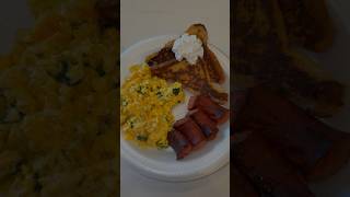 Family breakfast  Scrambled eggs w spinach amp cheese homemade French toast amp turkey sausage [upl. by Orpheus130]