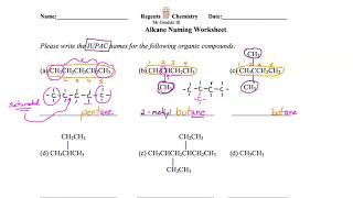 Alkane Naming Worksheet Review [upl. by Ansel]