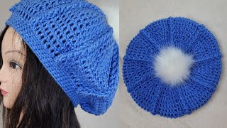 Crochet Beret Hat [upl. by Dorice]