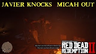 Red Dead Redemption 2  Javier Escuela knocks Micah Bell out in camp [upl. by Akemeuwkuhc312]