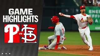 Phillies vs Cardinals Game Highlights 4924  MLB Highlights [upl. by Nairahcaz]