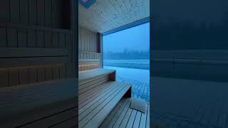 The first snow outside but inside your new Klafs sauna it’s cozy and warm cozysauna [upl. by Stephanus300]