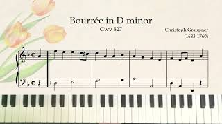 Grade 1 Piano Bourrée in D Minor GWV 827 by Christopher Graupner [upl. by Eivla]