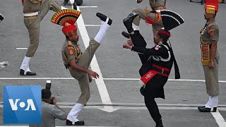 Guards at IndiaPakistan Border Perform Independence Day Ceremony [upl. by Norud569]