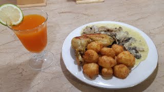 Des pommes dauphines avec poulet au sauce champignon crème fraîche وصفة لذيذة و خفيفة [upl. by Pickford]