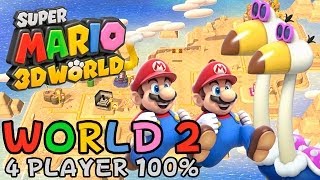 Super Mario 3D World  World 2 4Player 100 walkthrough [upl. by Drucie]