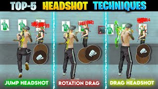 TOP5 HEADSHOT TECHNIQUES IN FREE FIRE  FREE FIRE ALL HEADSHOT TECHNIQUES ⚙️ [upl. by Yreme]