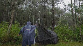 AMAZING CAMPING IN HEAVY RAIN AND THUNDER  MOST RELAXING SOLO CAMPING IN HEAVY RAIN [upl. by Monteria]