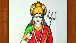 Happy Navratri  How to draw durga maa  Navratri drawing  Maa durga drawing  Lavi arts [upl. by Timothy83]