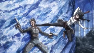 Gun Fight Against Sword  Levi and Mikasa vs 100 Military Police English Dub [upl. by Eiramanin]