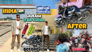 Laukaha Train Statio  India 🇮🇳  Laukaha Bazaar  Bike ￼ Servicing ￼ Yamaha Fz V2  ￼ Shock [upl. by Eissoj]