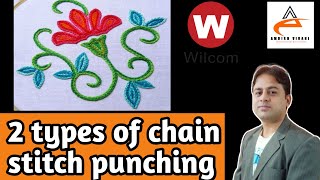 Chain stitch punching  chain stitch embroidery design tutorial  amrish virani  wilcom 2006 [upl. by Imac]