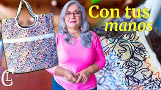 Crea un BOLSO LINDO fácil y rápido con sólo un trozo de tela rectangularDIY paso a paso [upl. by Annim]