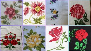 Floral cross stitch Hand embroidery thick cotton  Beautifull Hand cross stitch [upl. by Melicent403]